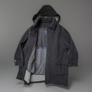 Brooks Brothers Mens Wool Field Coat Size L Overcoat Parka Removable Lining Hood